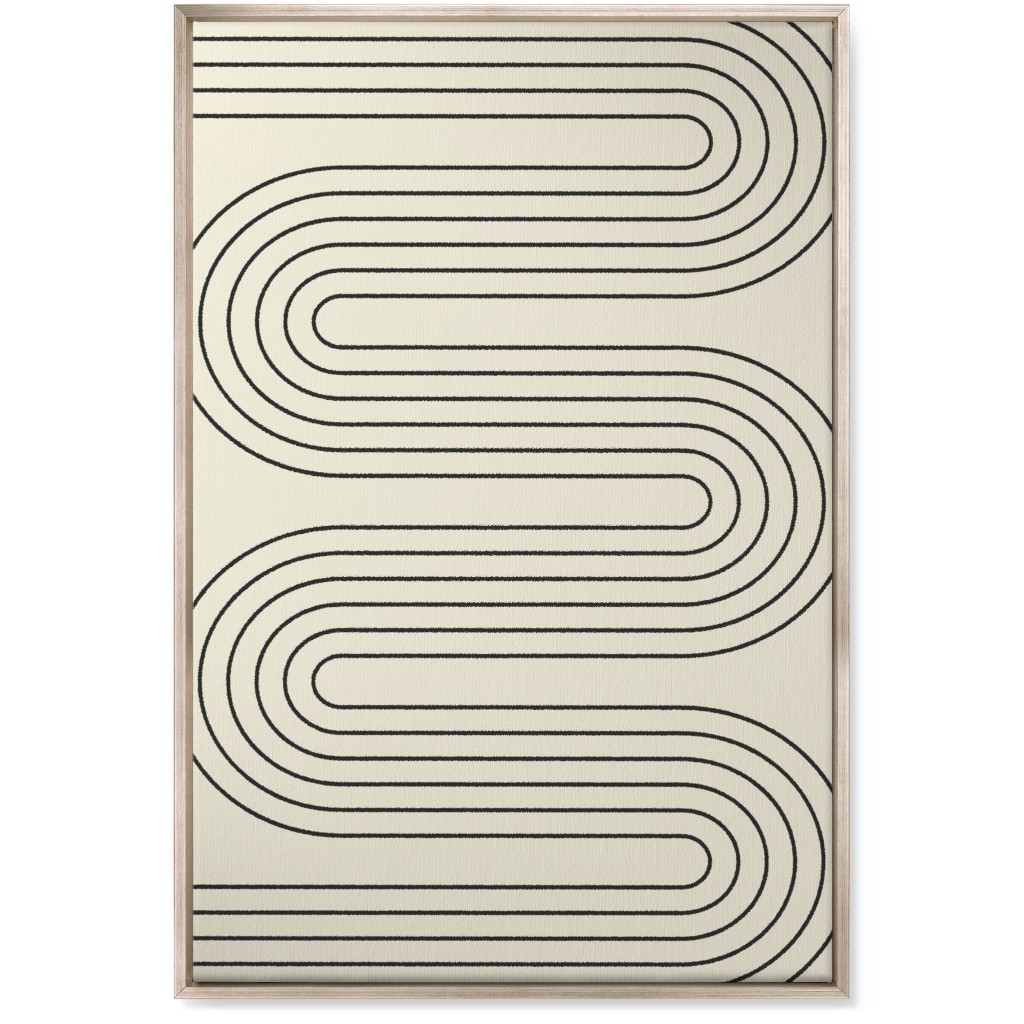 Geometric Abstract Lines - Neutral Wall Art, Metallic, Single piece, Canvas, 24x36, Beige, Pearl