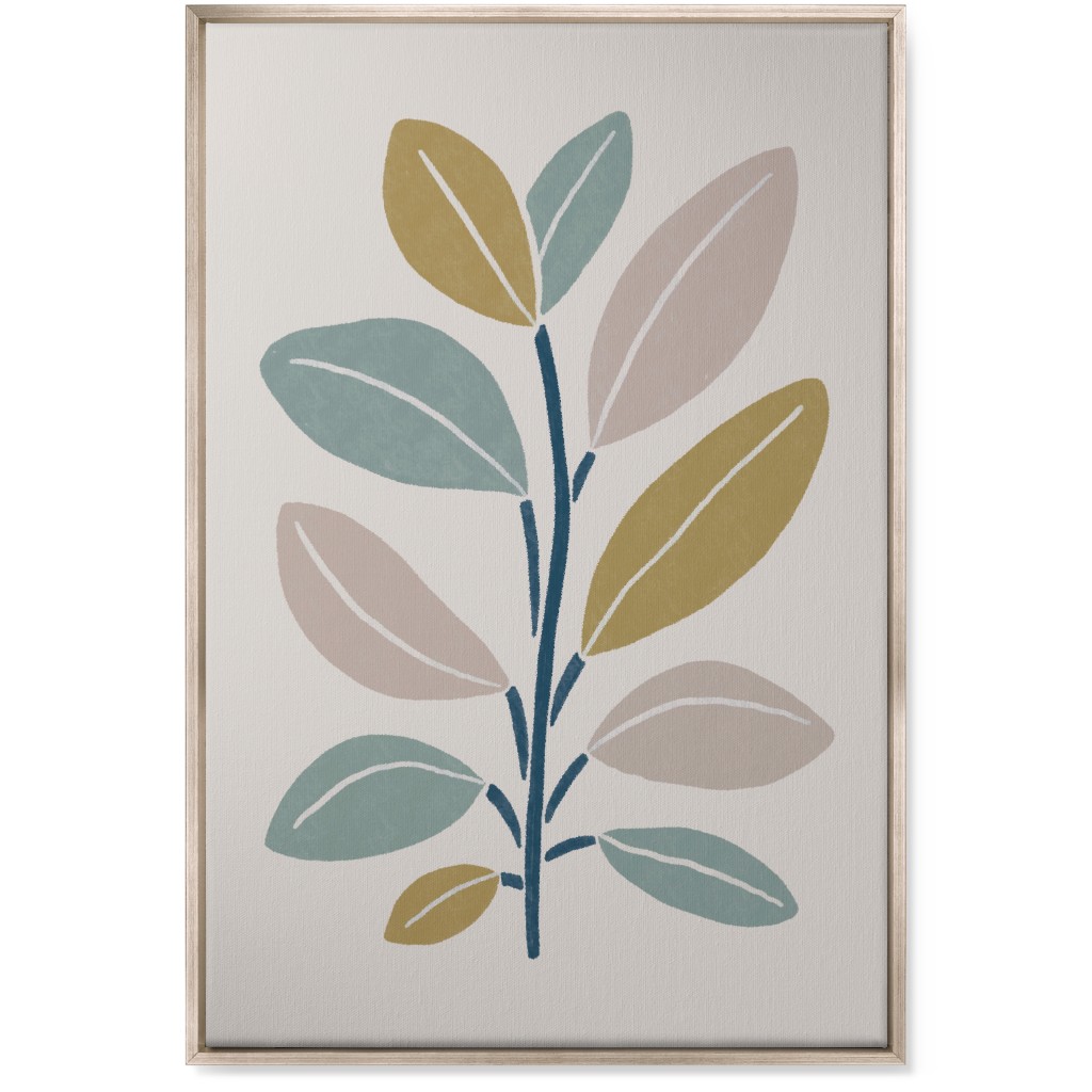 Plant Branch Wall Art, Metallic, Single piece, Canvas, 24x36, Beige, Garden