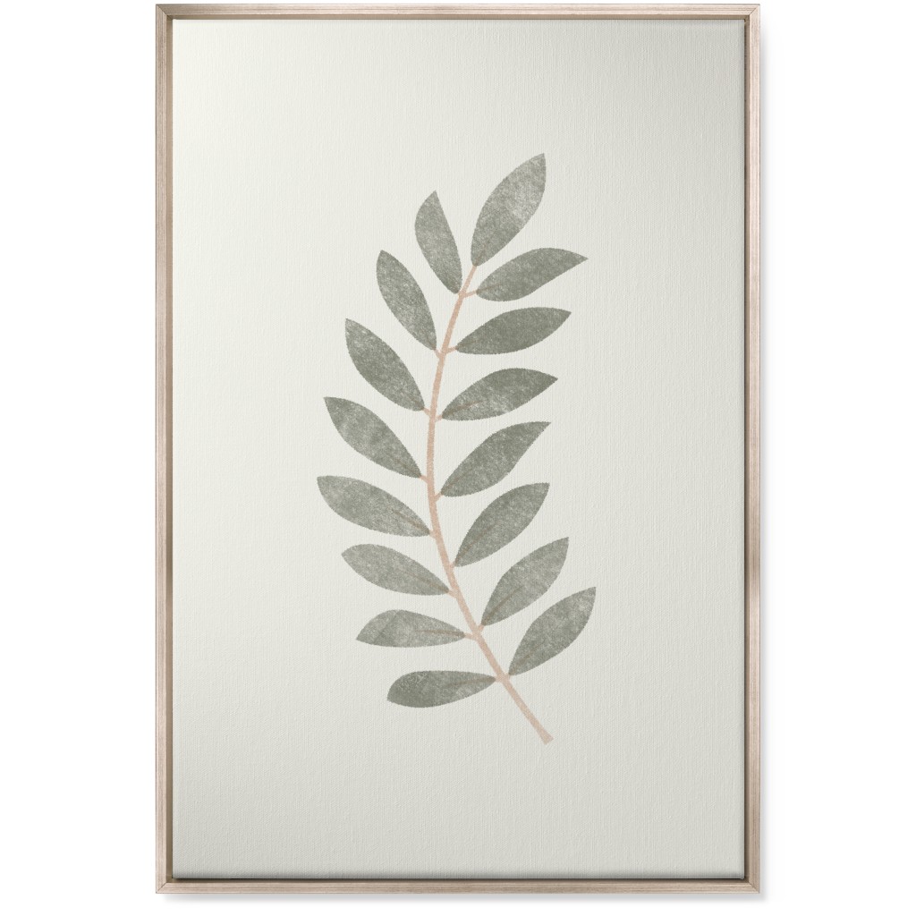 Botanical Leaf Ii Wall Art, Metallic, Single piece, Canvas, 24x36, Green, Sage