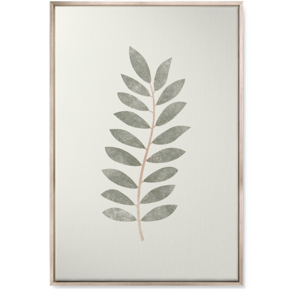 Botanical Leaf Iii Wall Art, Metallic, Single piece, Canvas, 24x36, Green, Sage