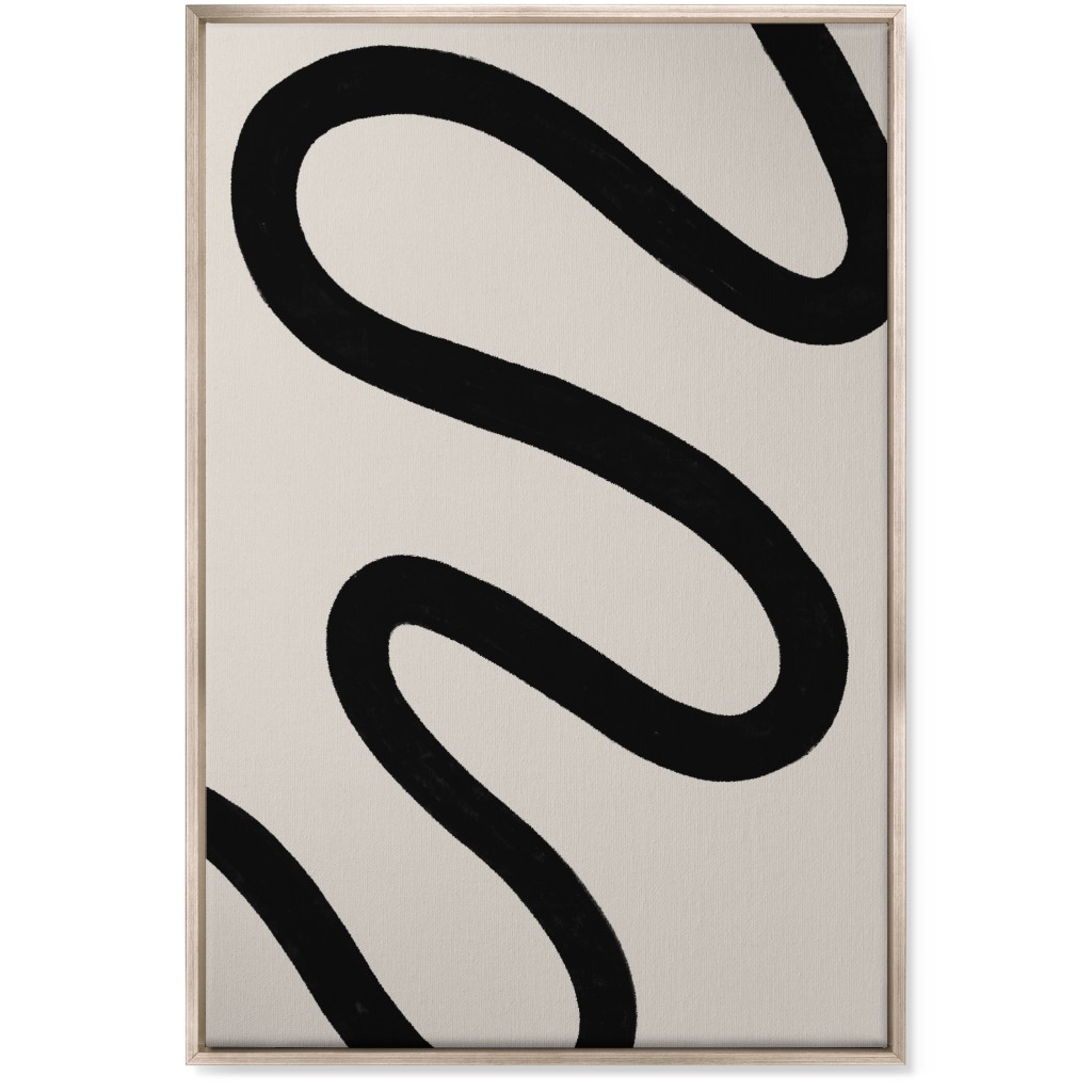 Tangled Brush Strokes Ii Wall Art, Metallic, Single piece, Canvas, 24x36, Beige, Black