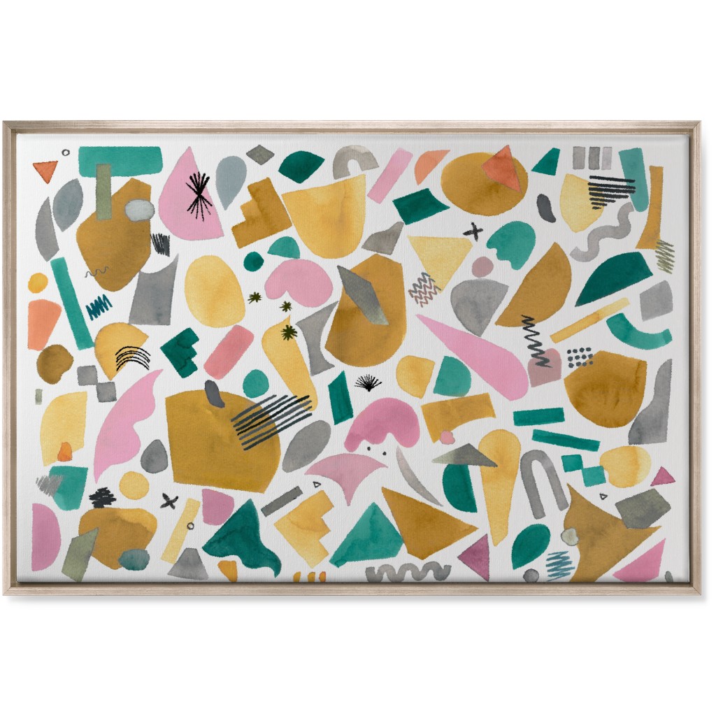 Abstract Geo Pieces - Pink Wall Art, Metallic, Single piece, Canvas, 24x36, Multicolor