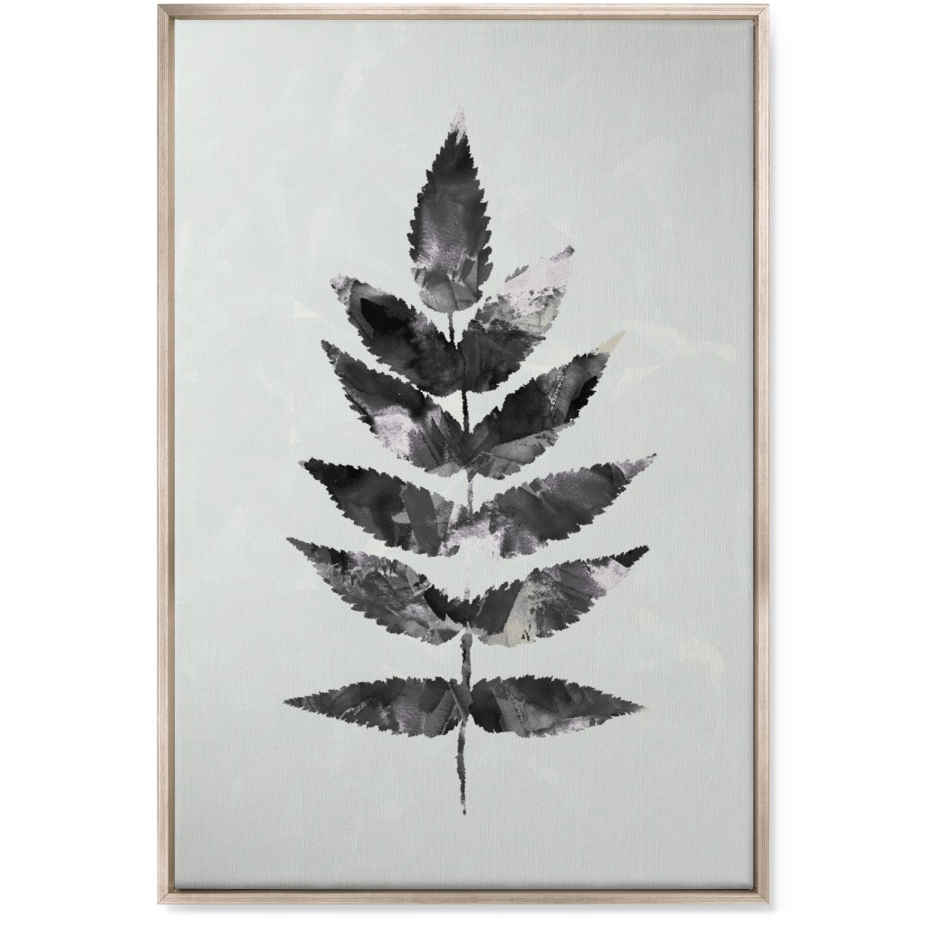 Botanical Leaf Wall Art, Metallic, Single piece, Canvas, 24x36, Beige, Gray