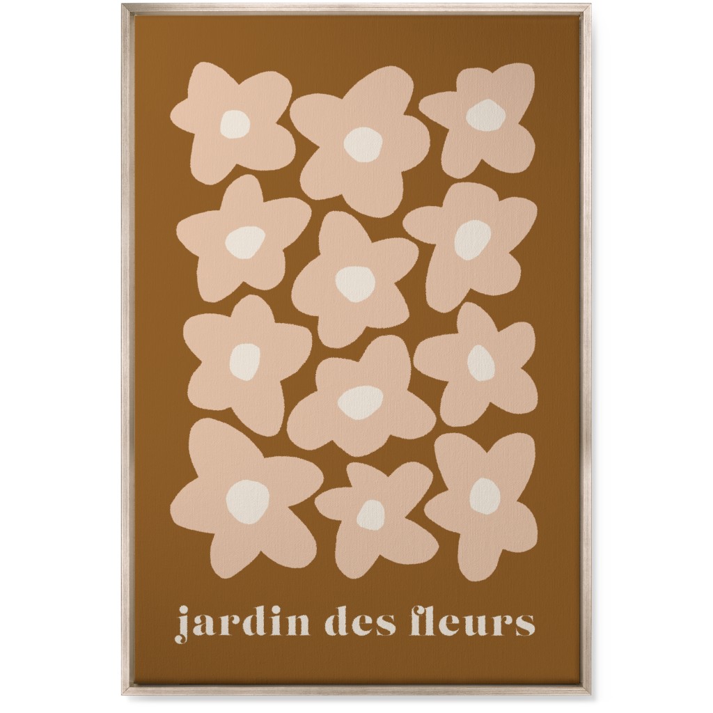 Botanical Graphic Retro Flower Garden Wall Art, Metallic, Single piece, Canvas, 24x36, Brown, Nutmeg