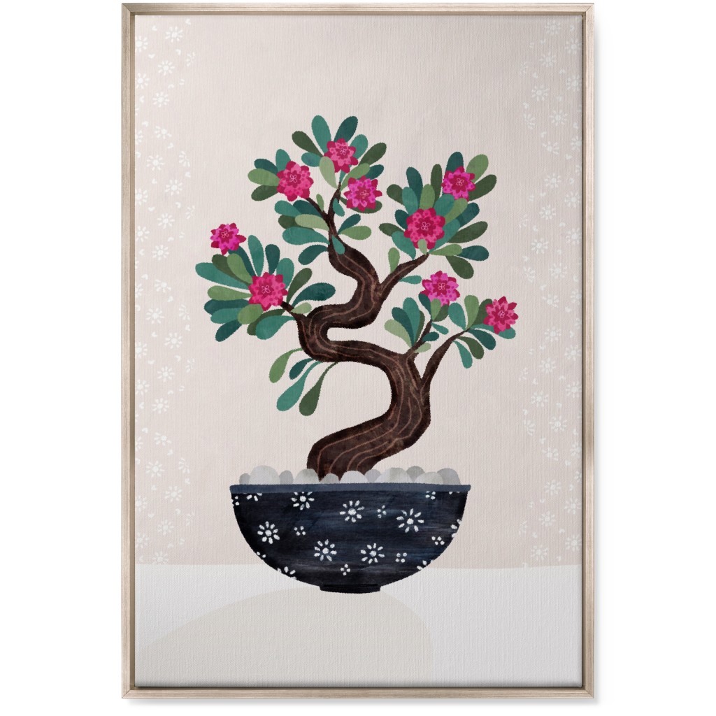Bonsai - Pink Wall Art, Metallic, Single piece, Canvas, 24x36, Pink