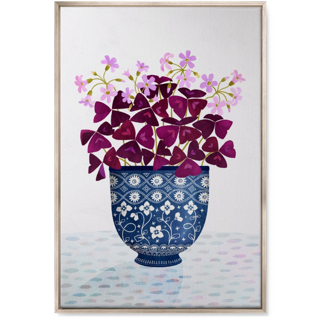 Oxalis Triangularis - Purple and Blue Wall Art, Metallic, Single piece, Canvas, 24x36, Purple, Purple