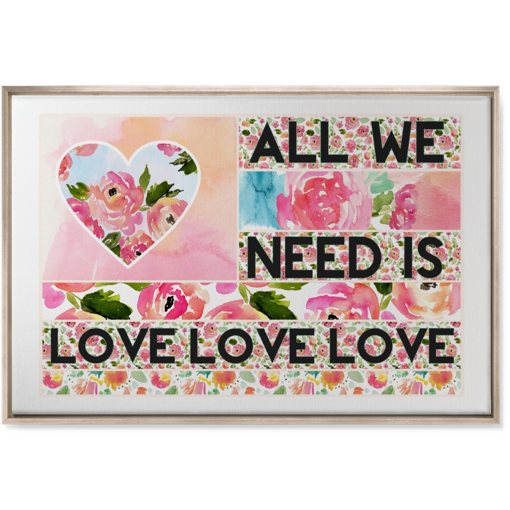 All We Need Is Love - Pink Wall Art, Metallic, Single piece, Canvas, 24x36, Pink