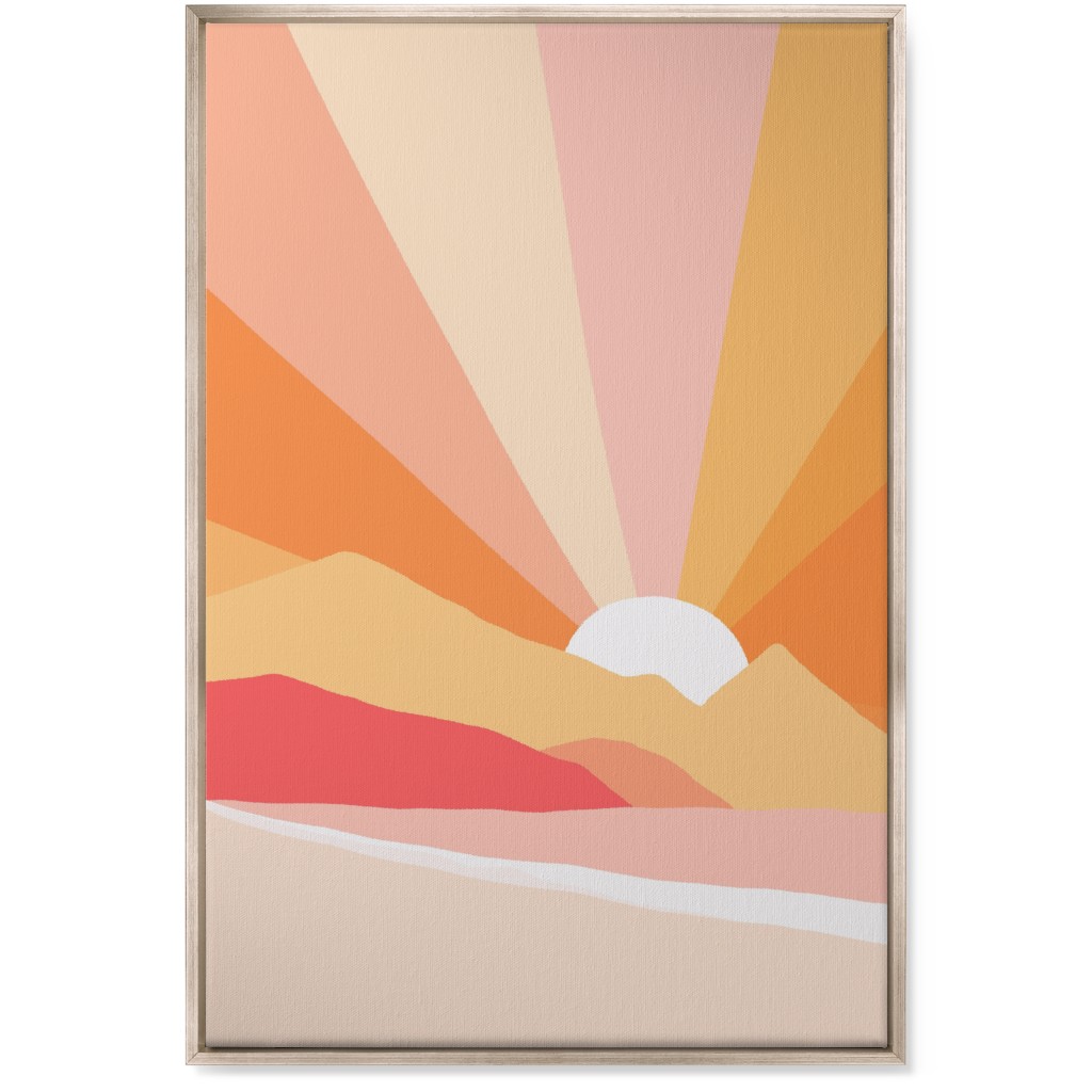 Retro Summer Coast - Warm Wall Art, Metallic, Single piece, Canvas, 24x36, Multicolor