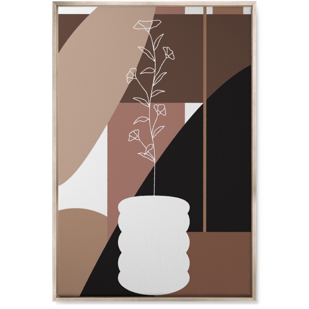 Botanical Abstract Shapes - Neutral Wall Art, Metallic, Single piece, Canvas, 24x36, Beige