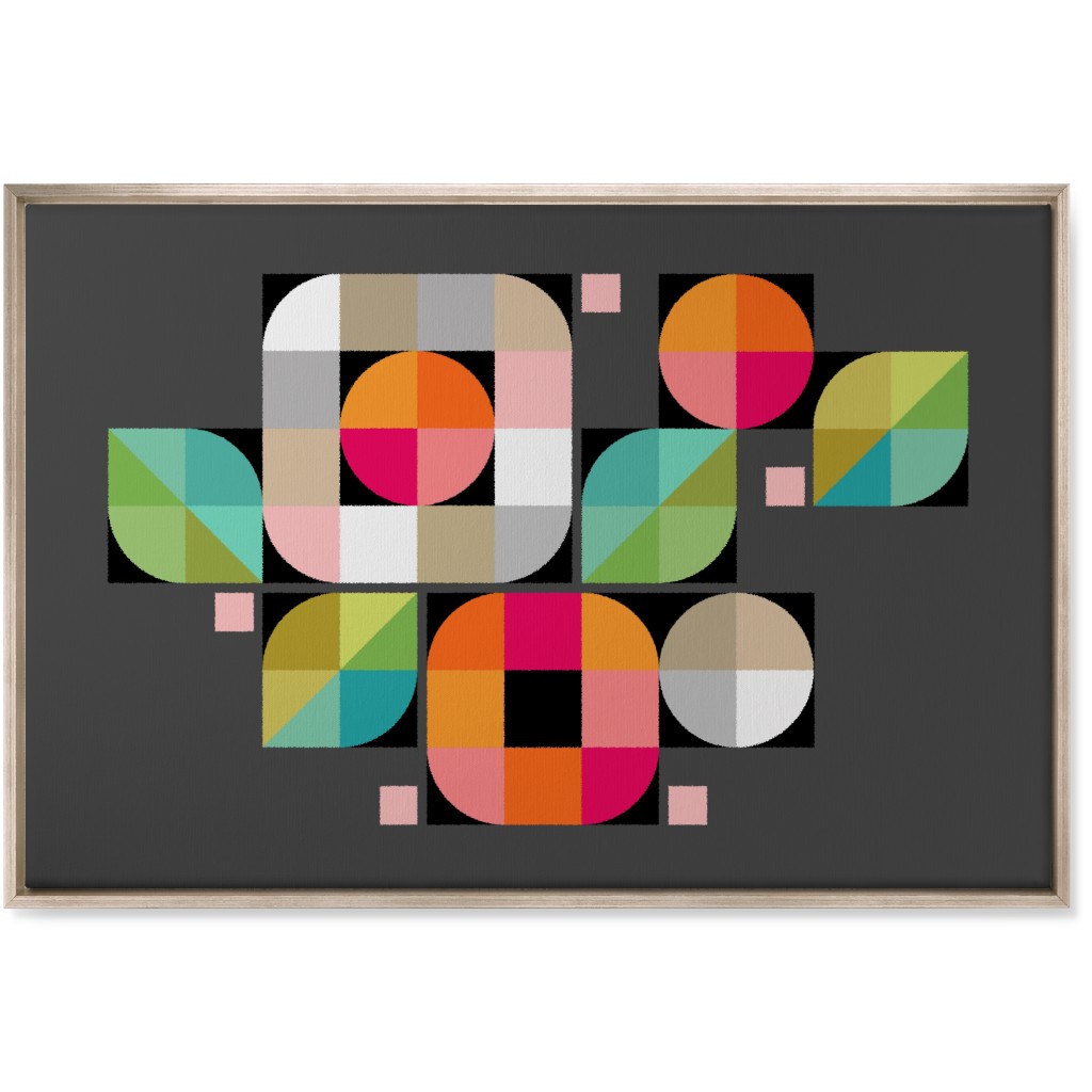 Mod Flower Box Wall Art, Metallic, Single piece, Canvas, 24x36, Multicolor, Gray