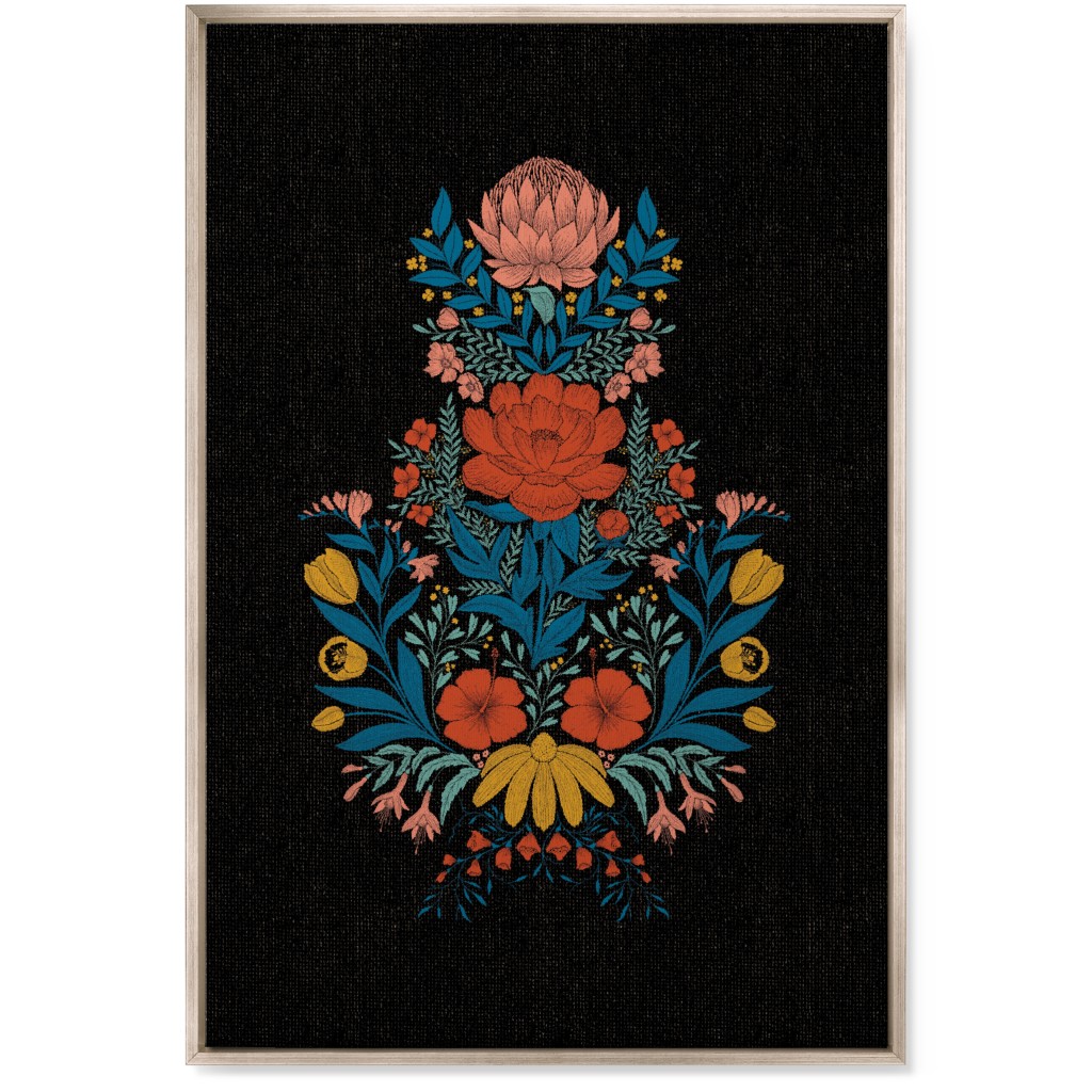 Garden Flower Wall Art, Metallic, Single piece, Canvas, 24x36, Multicolor, Coal