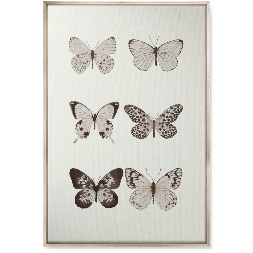 Butterflies Pairs Wall Art, Metallic, Single piece, Canvas, 24x36, Gray