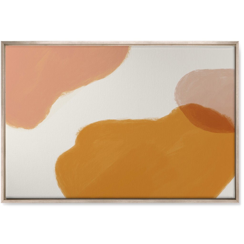 Abstract Shapes - Neutral Wall Art, Metallic, Single piece, Canvas, 24x36, Orange, Orange