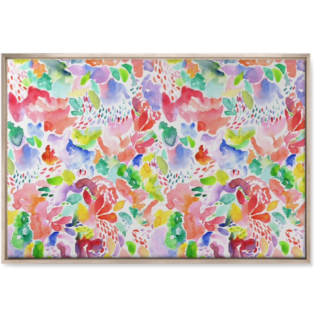 Happy Abstract Watercolor Wall Art, Metallic, Single piece, Canvas, 24x36, Multicolor