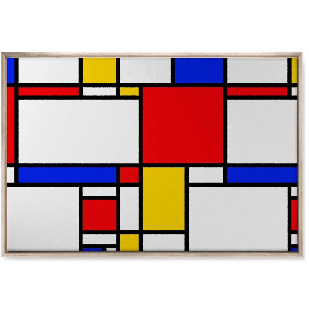 Mondrian Wall Art, Metallic, Single piece, Canvas, 24x36, Multicolor