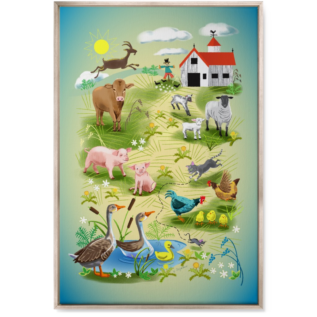 Animals on the Farm - Multi Wall Art, Metallic, Single piece, Canvas, 24x36, Multicolor