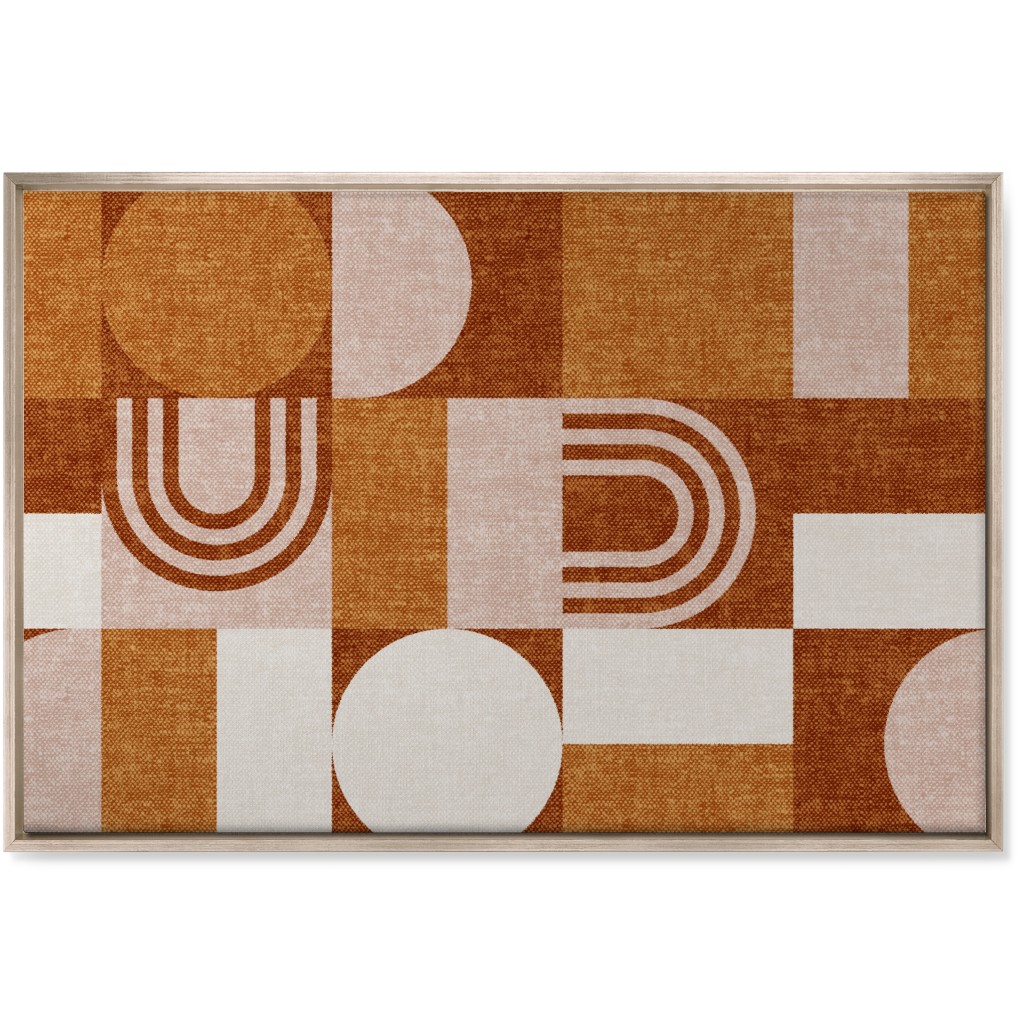 Aria Geometric Patchwork - Orange Wall Art, Metallic, Single piece, Canvas, 24x36, Orange