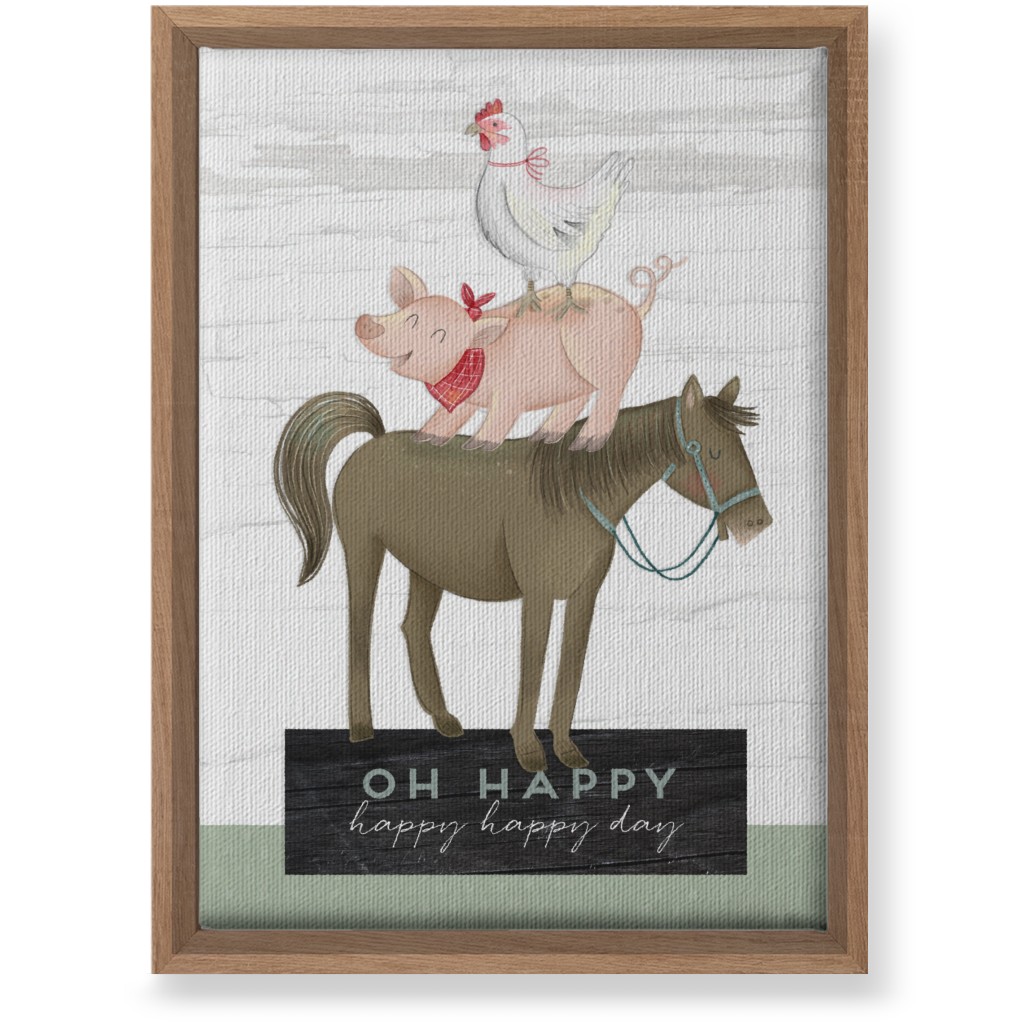 Stacked Happy Farm Animals - Multi Wall Art, Natural, Single piece, Canvas, 10x14, Multicolor