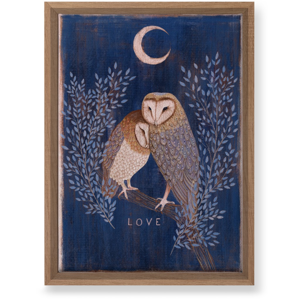 Pair of Barn Owls At Night Wall Art, Natural, Single piece, Canvas, 10x14, Blue, True Blue