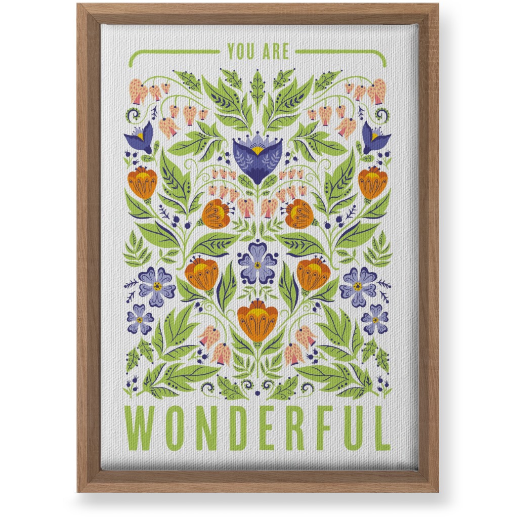 You Are Wonderful Floral - Green Wall Art, Natural, Single piece, Canvas, 10x14, Green