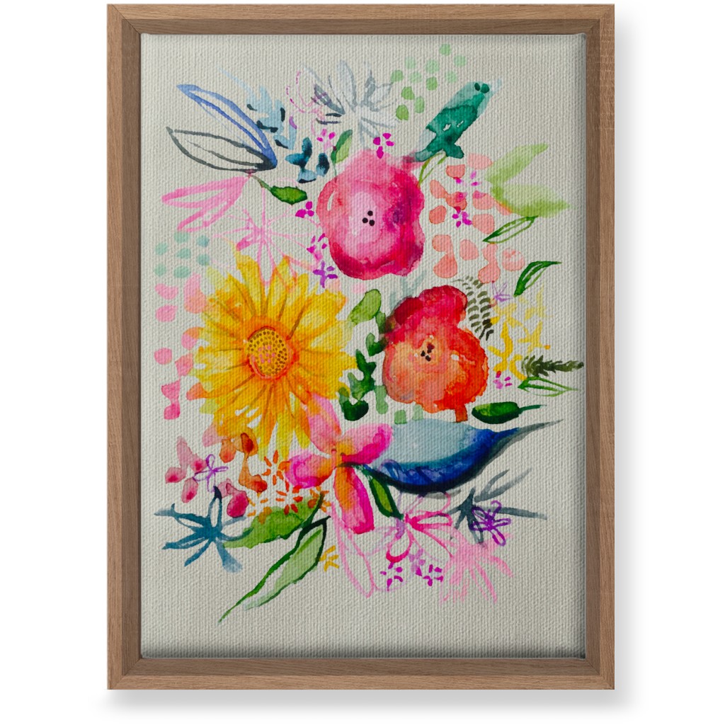 Summer Watercolor Floral Painting - Bright Wall Art, Natural, Single piece, Canvas, 10x14, Multicolor