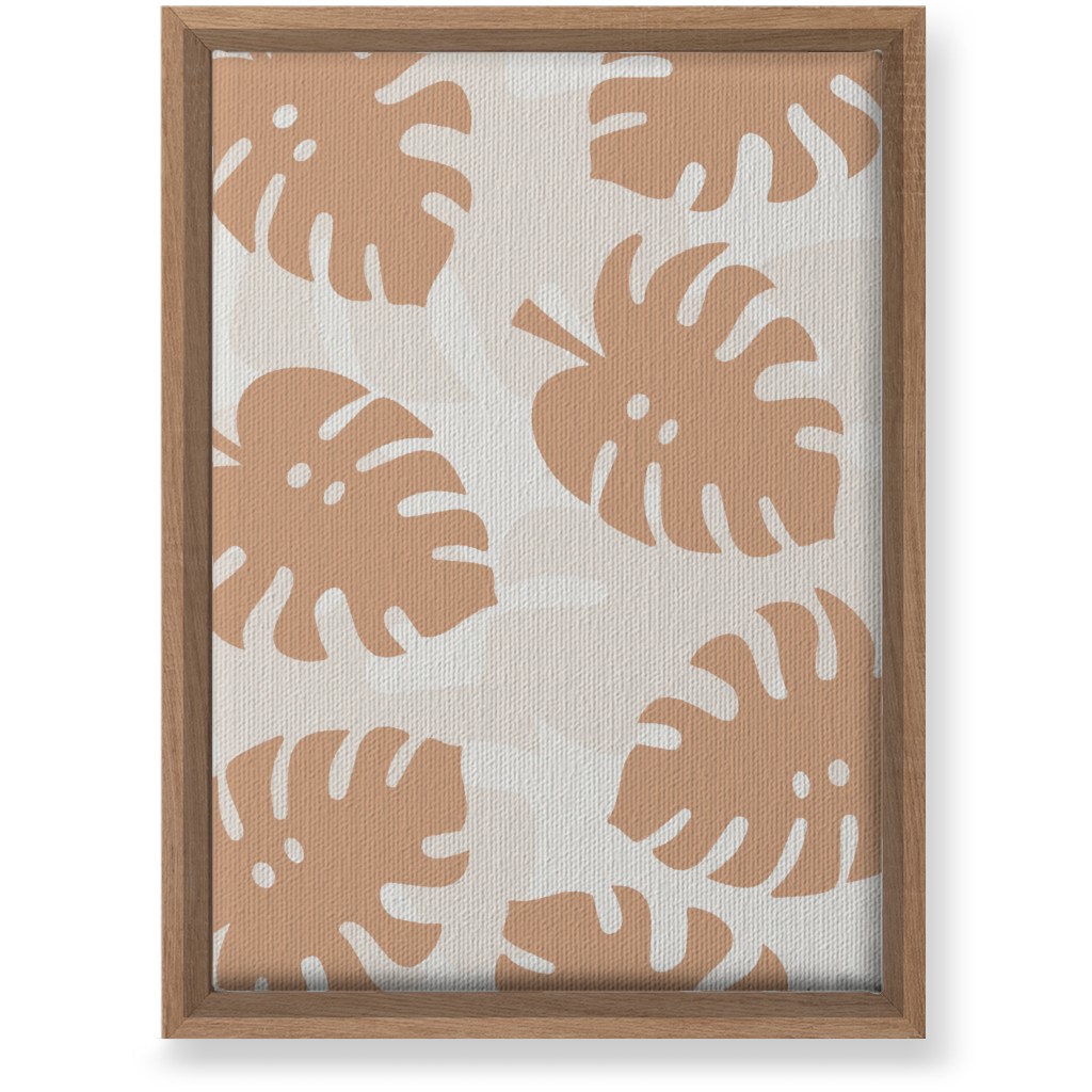 Monstera Leaves in Earth Tones Wall Art, Natural, Single piece, Canvas, 10x14, Orange