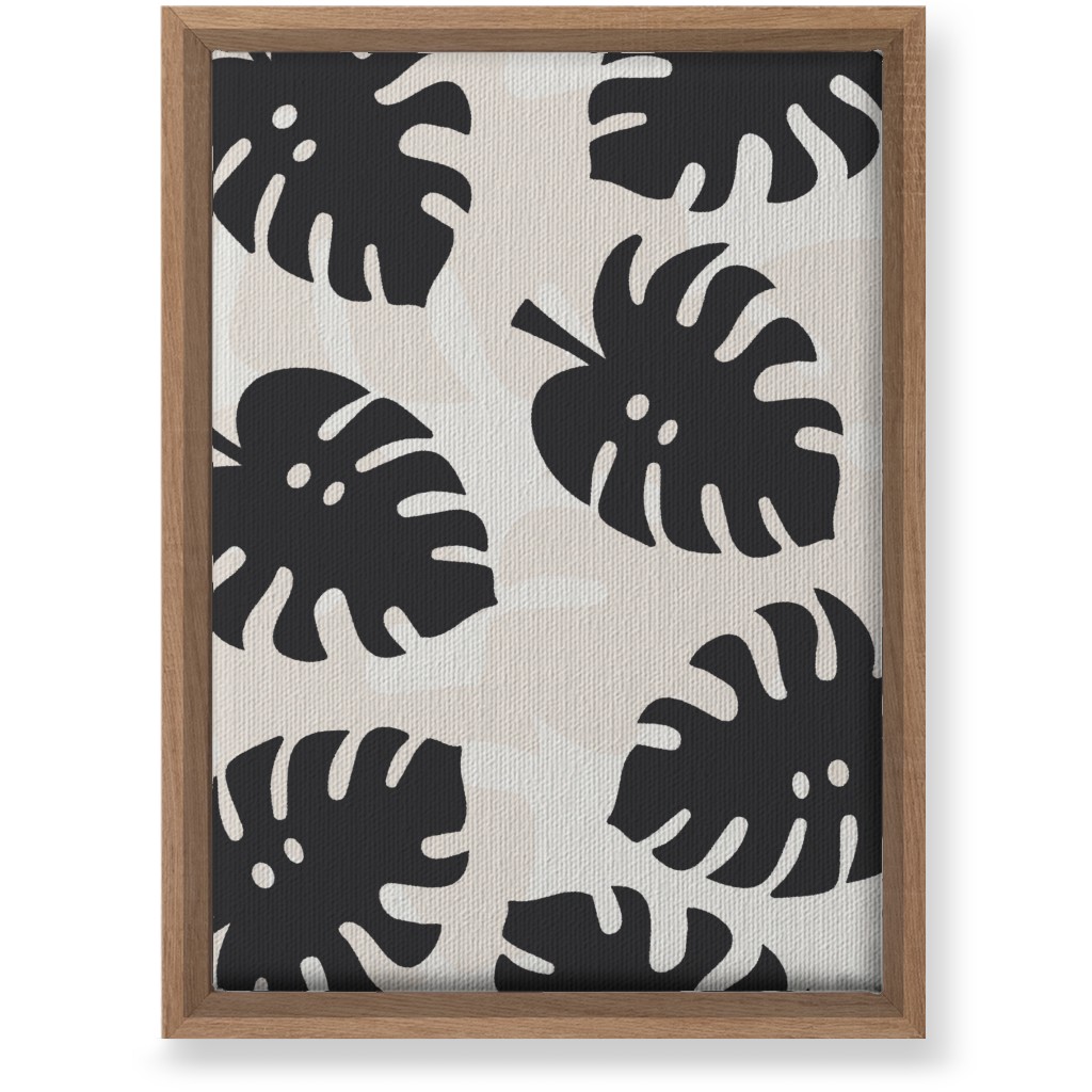 Monstera Leaves in Earth Tones Wall Art, Natural, Single piece, Canvas, 10x14, Black, Charcoal