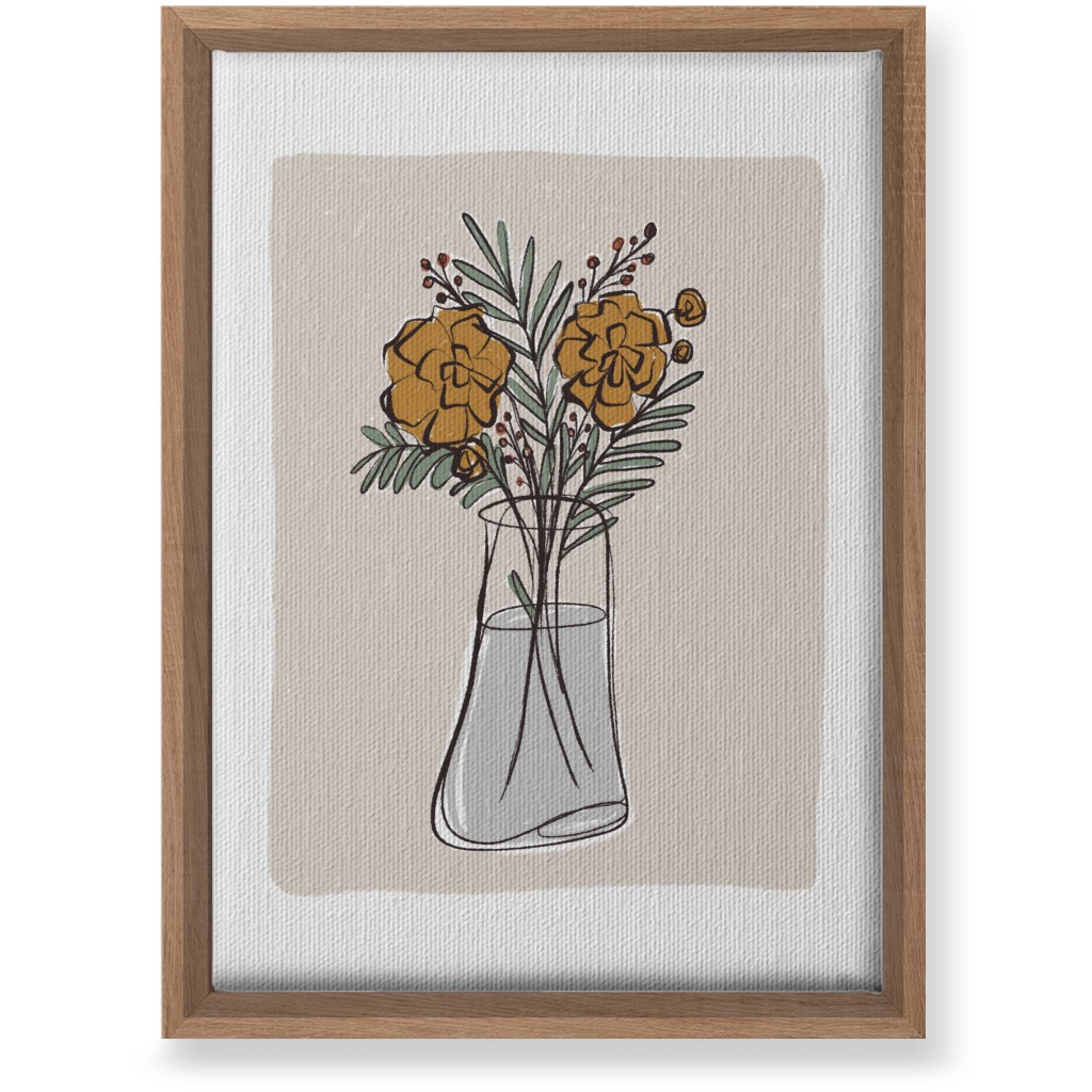 Bouquet Study - Yellow on Beige Wall Art, Natural, Single piece, Canvas, 10x14, Beige