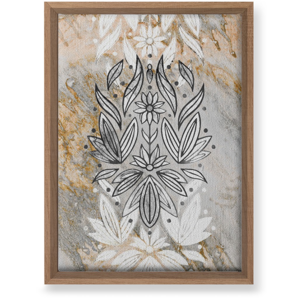 Floral Art Deco Marble Wall Art, Natural, Single piece, Canvas, 10x14, Gray, Silver Lining