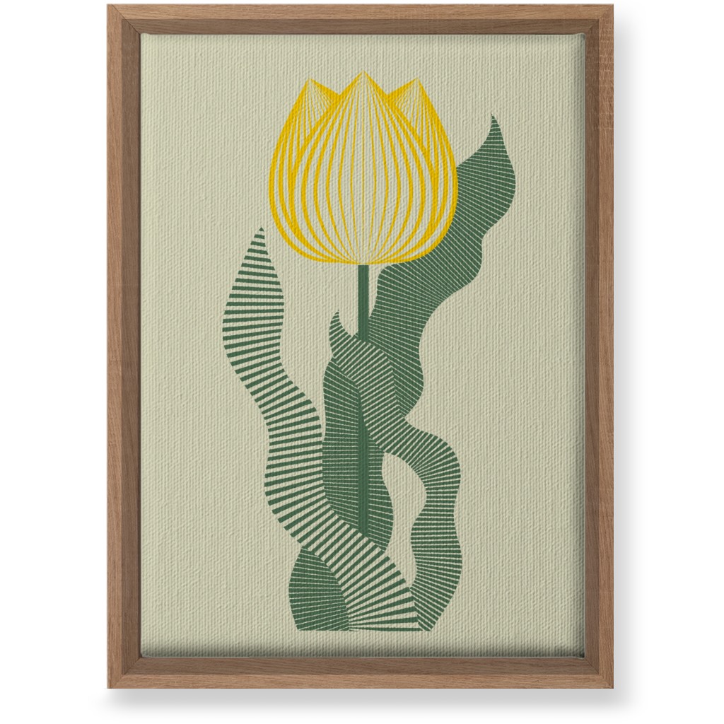 Abstract Tulip Flower - Yellow on Beige Wall Art, Natural, Single piece, Canvas, 10x14, Yellow