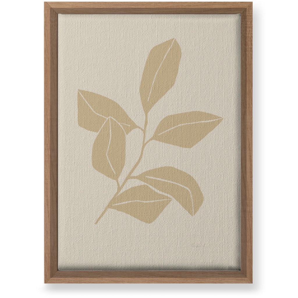 Botanical Ficus Branch With Leaves - Neutral Wall Art, Natural, Single piece, Canvas, 10x14, Beige, Pearl