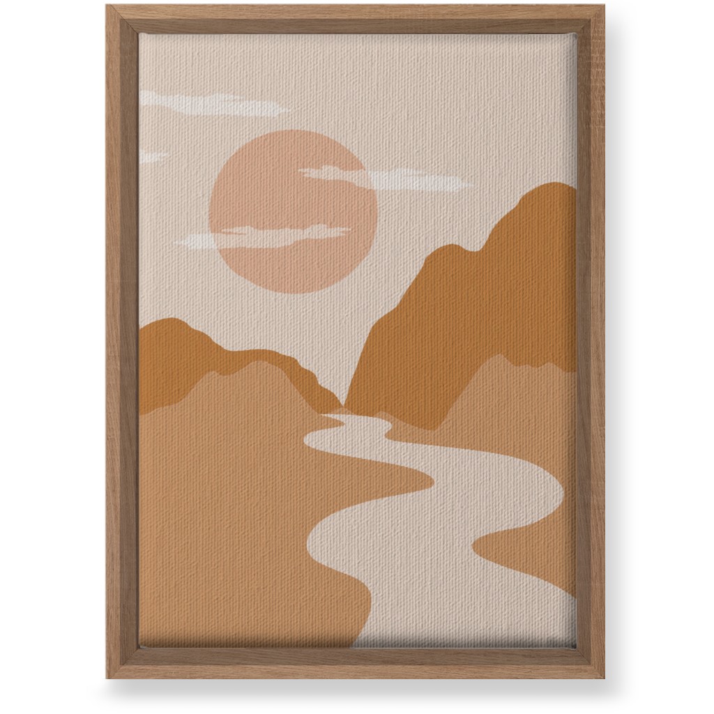 Abstract Mountain River Landscape - Neutral Wall Art, Natural, Single piece, Canvas, 10x14, Orange