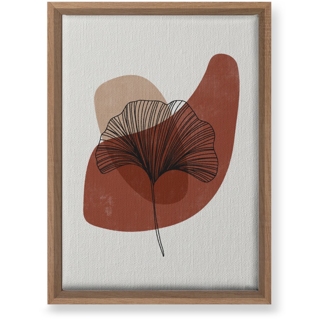 Abstract Ginko - Terracotta and Ivory Wall Art, Natural, Single piece, Canvas, 10x14, Brown, Brown
