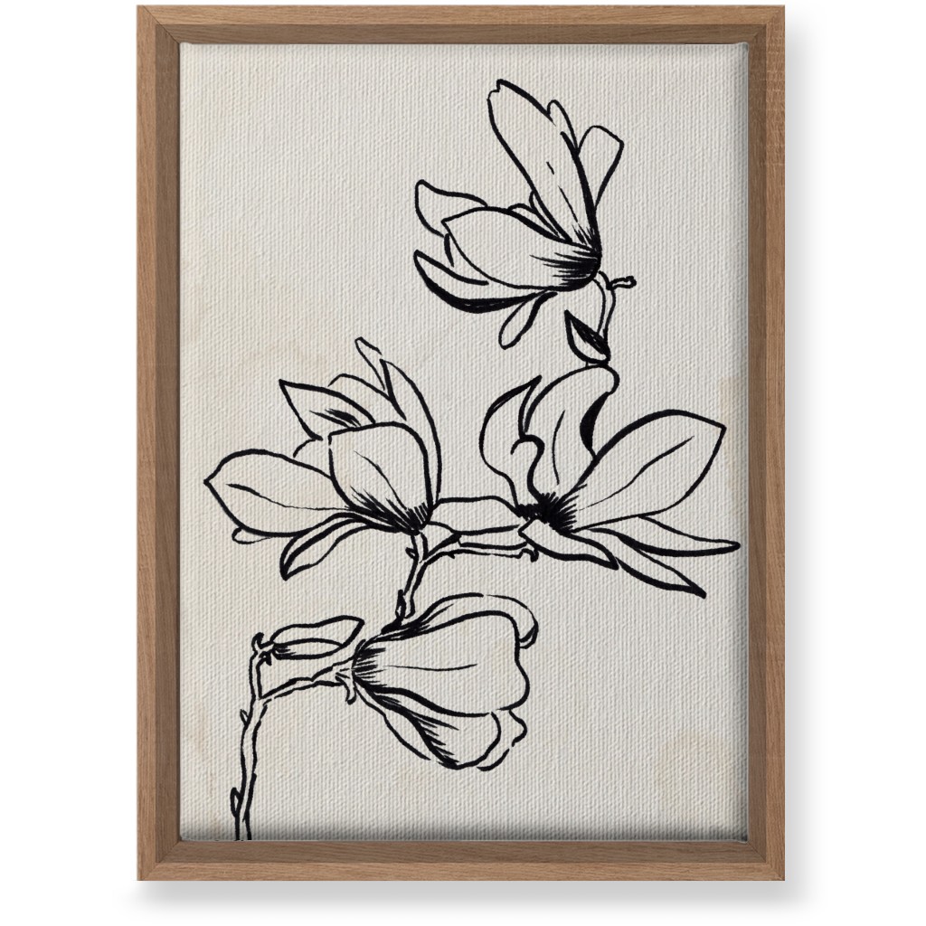 Vintage Magnolia Sketch - Beige and Black Wall Art, Natural, Single piece, Canvas, 10x14, Beige, Pearl