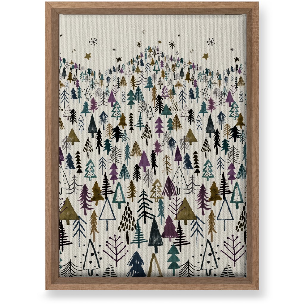 Mountain Trees in the Forest Night - Green and Brown Wall Art, Natural, Single piece, Canvas, 10x14, Green, Classic Green