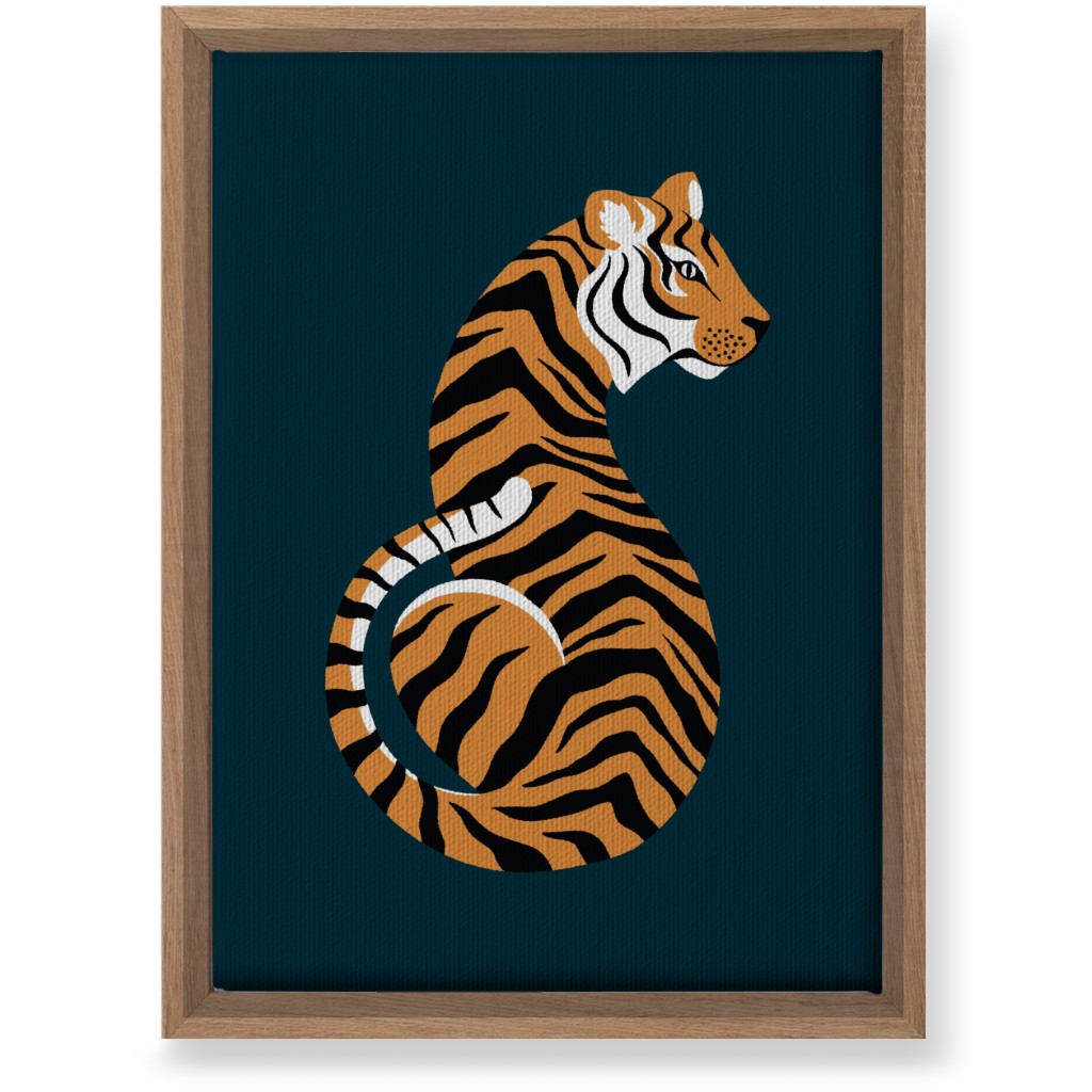 Tiger Illustration - Orange on Black Wall Art, Natural, Single piece, Canvas, 10x14, Orange