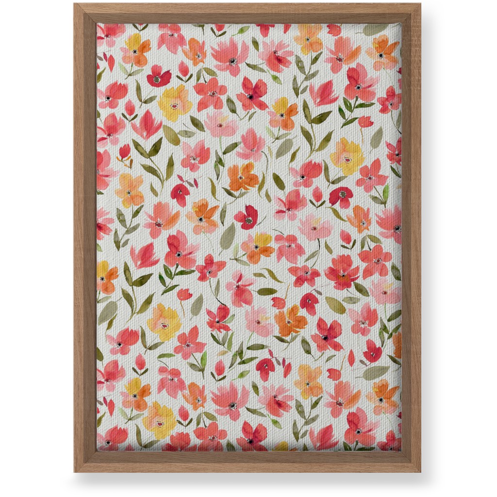 Fresh Flowers Watercolor - Pink and Yellow Wall Art, Natural, Single piece, Canvas, 10x14, Pink