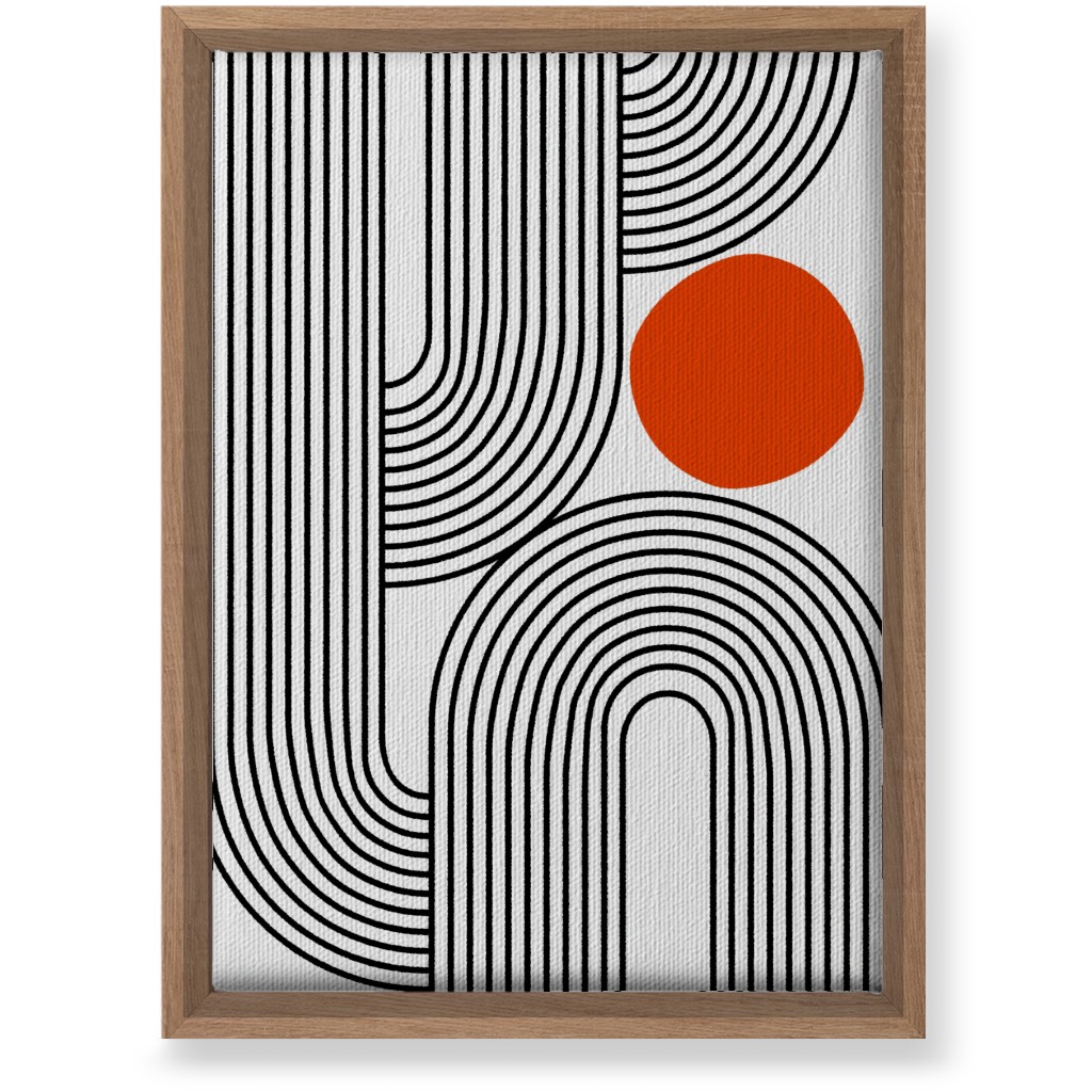 Rising Sun Minimal Geometric Lines Wall Art, Natural, Single piece, Canvas, 10x14, Red, Sunset