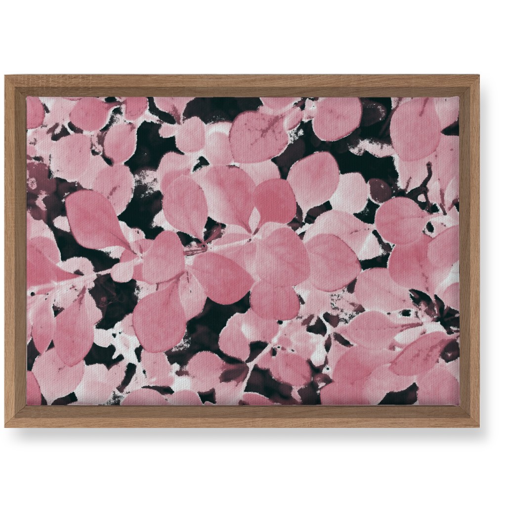 Plum Leaves - Pink on Black Wall Art, Natural, Single piece, Canvas, 10x14, Pink, Bright Pink