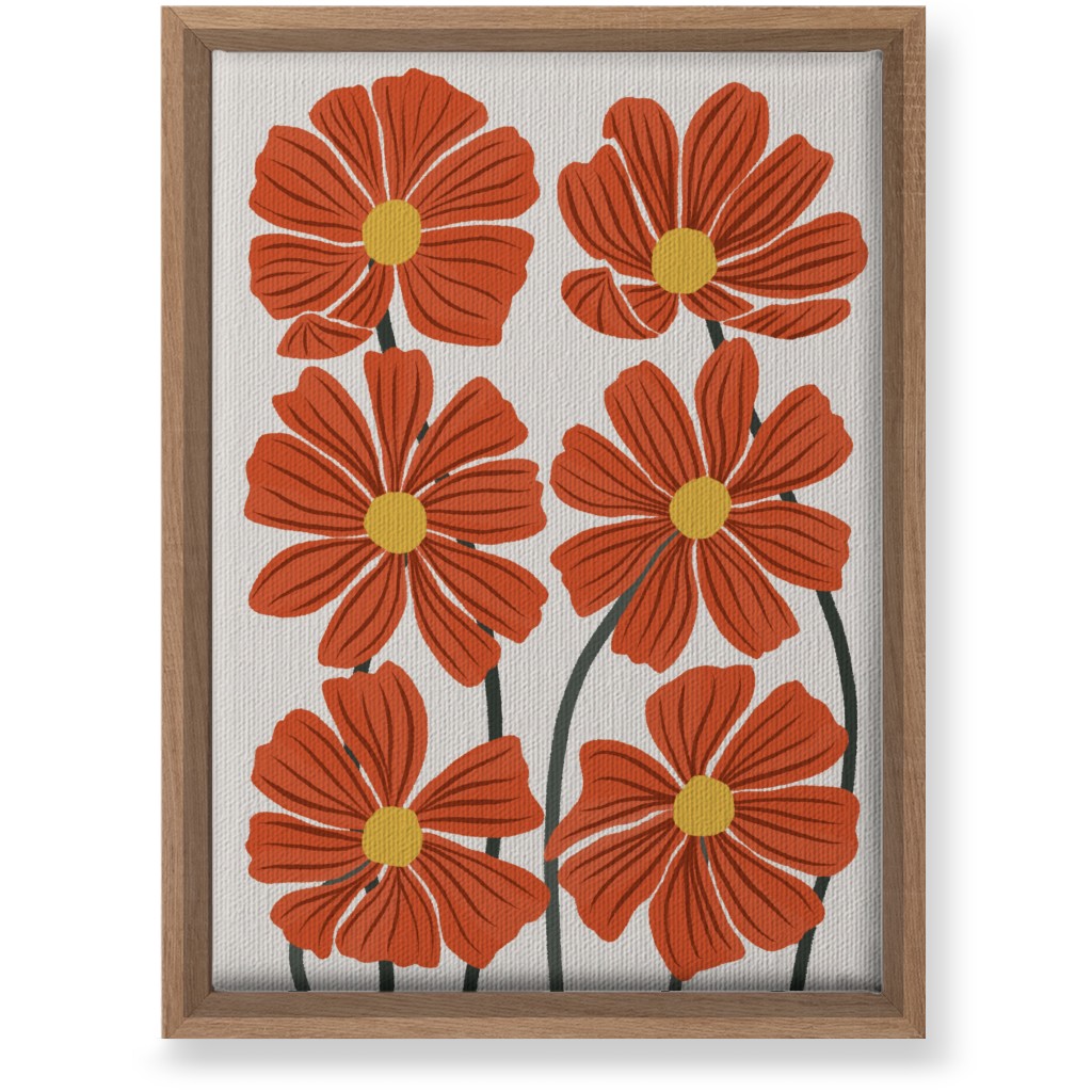 Botanical Cosmos Flowers Wall Art, Natural, Single piece, Canvas, 10x14, Red