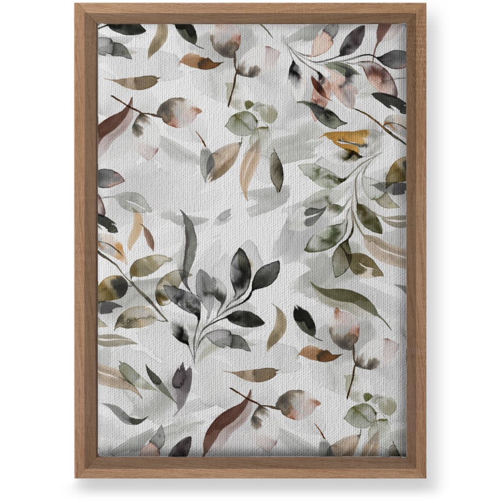 Watercolor Botanical Leaves - Beige Wall Art, Natural, Single piece, Canvas, 10x14, Beige