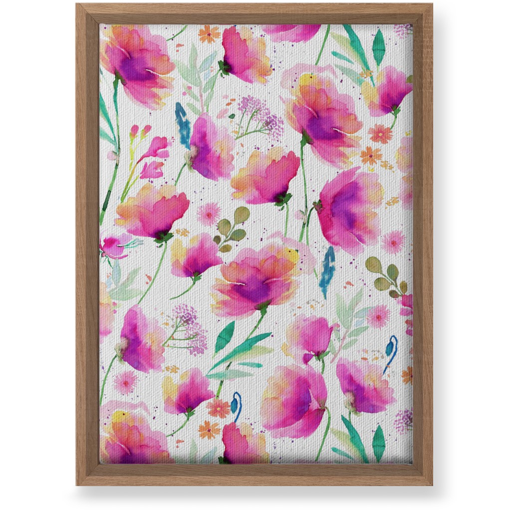 Abstract Poppies - Pink Wall Art, Natural, Single piece, Canvas, 10x14, Pink, Bright Pink