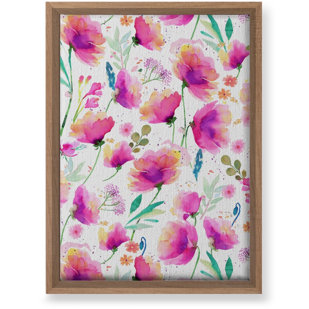 Abstract Poppies - Pink Wall Art, Natural, Single piece, Canvas, 10x14, Pink