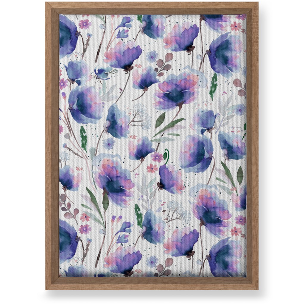 Abstract Poppies - Blue Wall Art, Natural, Single piece, Canvas, 10x14, Blue