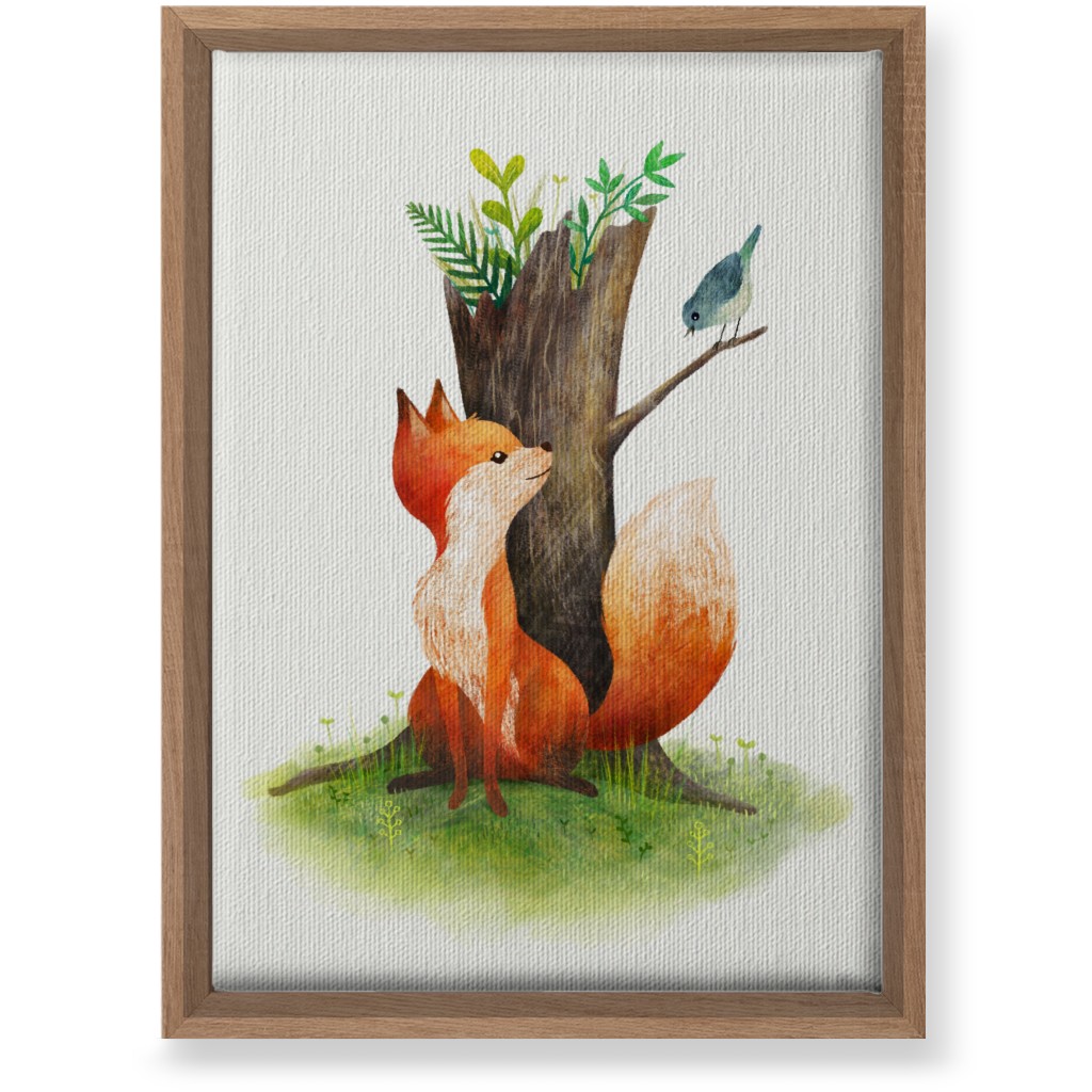 Fox and Bird - Multi Wall Art, Natural, Single piece, Canvas, 10x14, Multicolor
