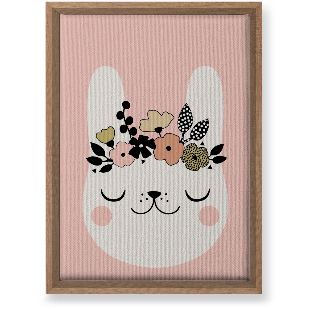 Floral Bunny - Pink Wall Art, Natural, Single piece, Canvas, 10x14, Pink