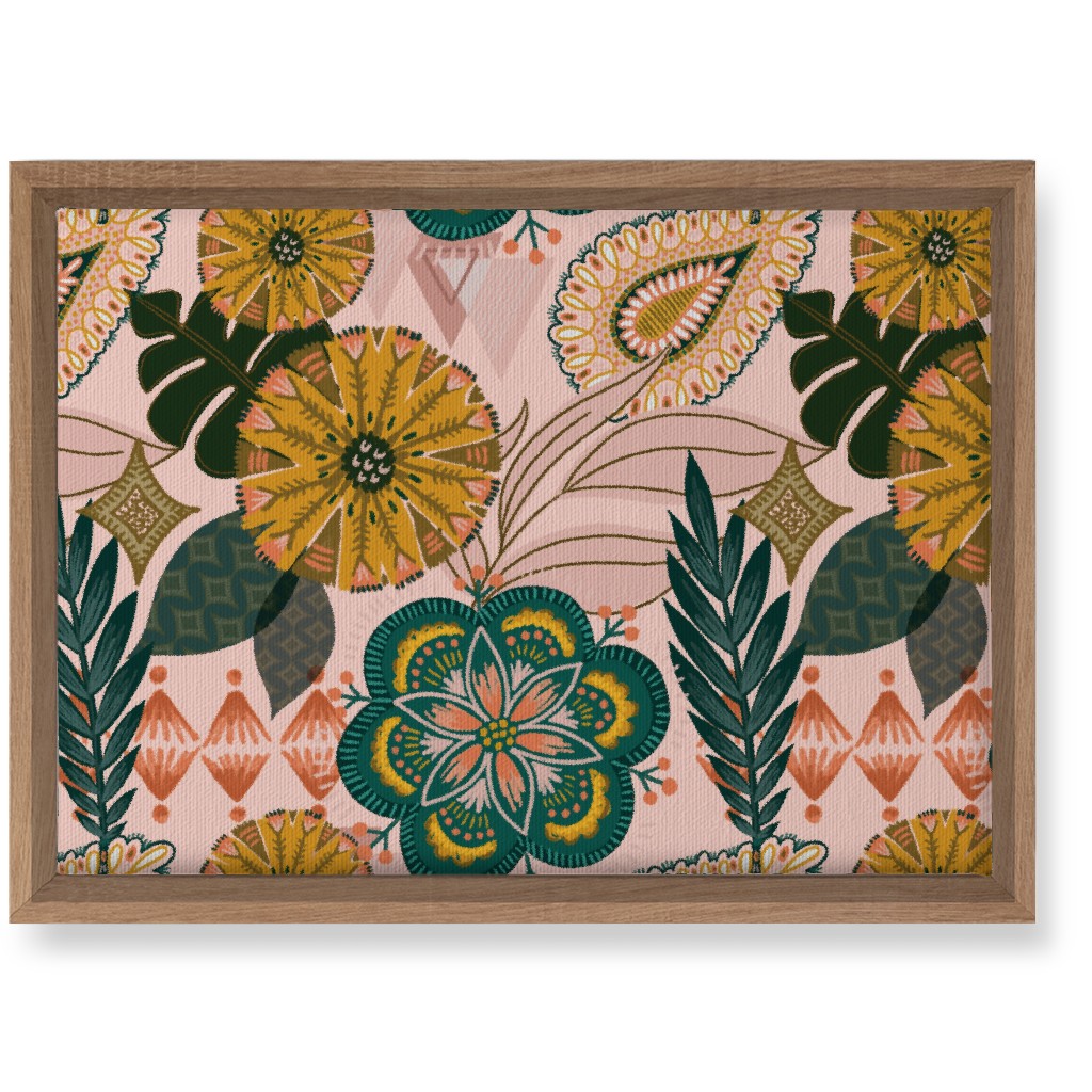 Boho Tropical - Floral - Pink Wall Art, Natural, Single piece, Canvas, 10x14, Multicolor
