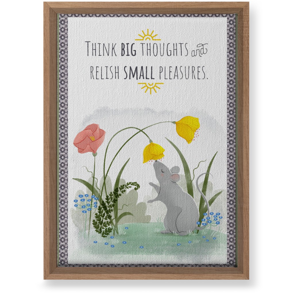 Big Thoughts Small Pleasures Mouse Wall Art, Natural, Single piece, Canvas, 10x14, Multicolor