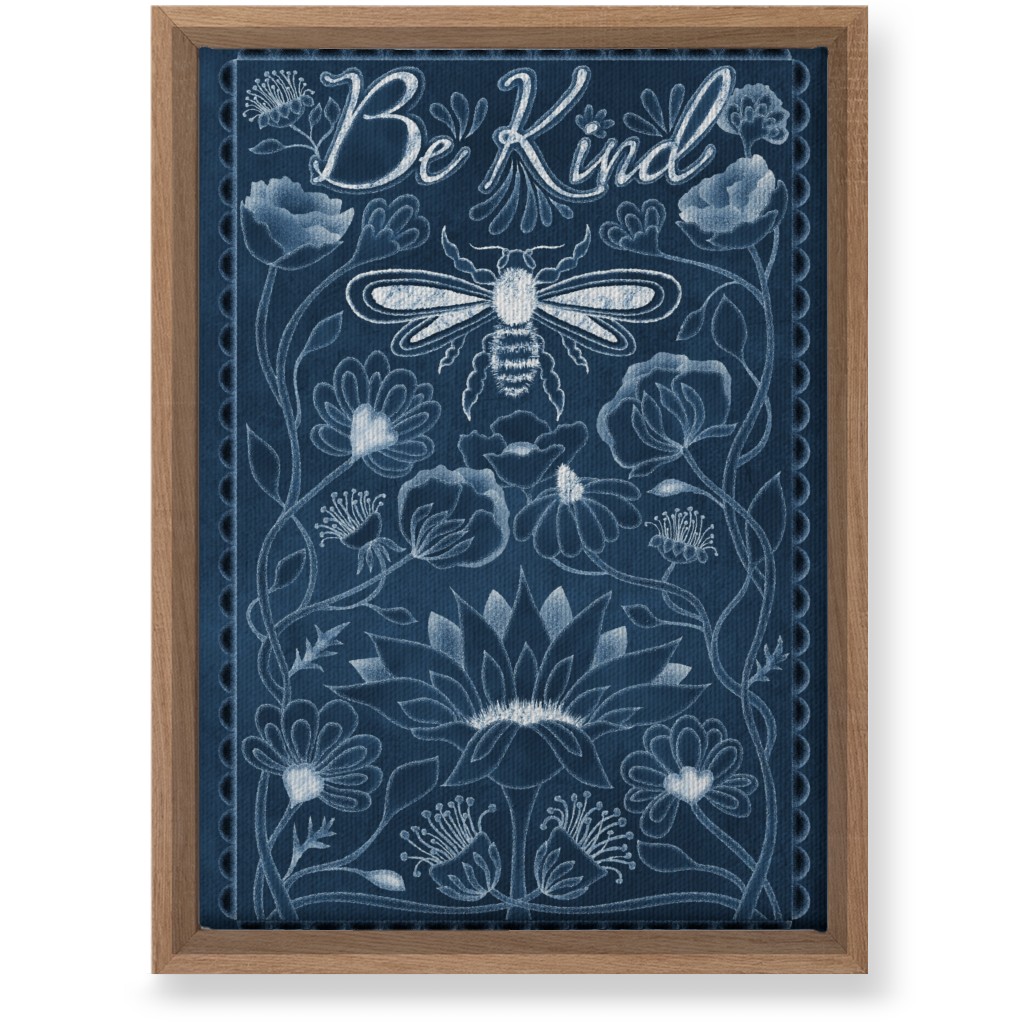 Be Kind Floral Wall Art, Natural, Single piece, Canvas, 10x14, Blue, Seaweed