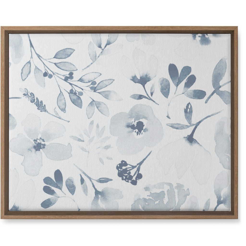 Faded Floral Watercolor - Light Blue Wall Art, Natural, Single piece, Canvas, 16x20, Blue, True Blue